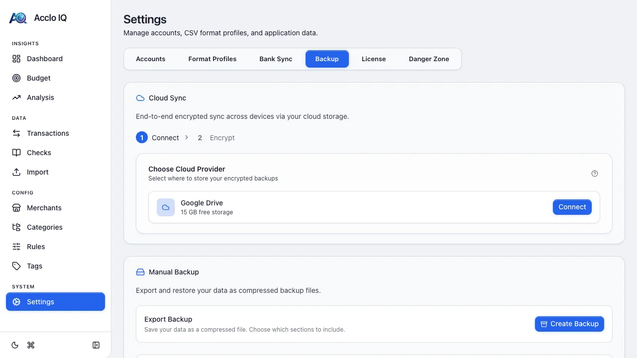 Backup & Restore screenshot