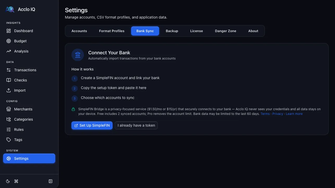 Bank Sync screenshot