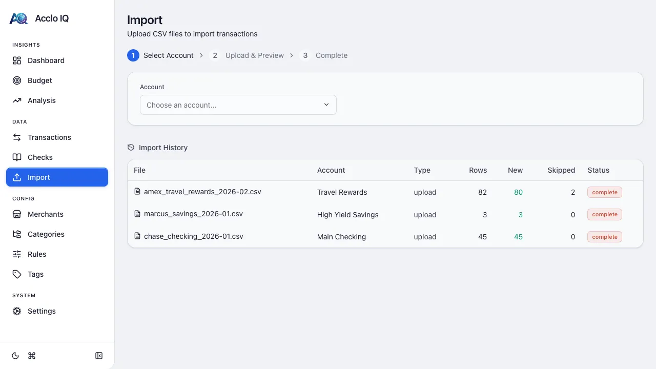 CSV Import screenshot